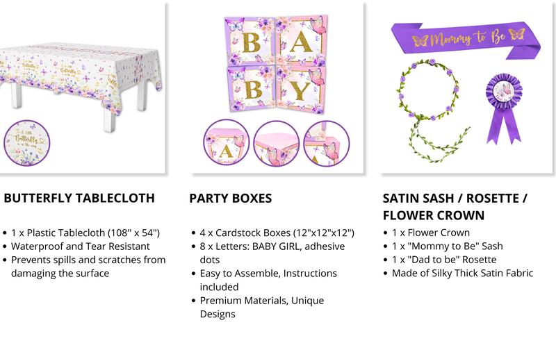 Pink & Purple Butterfly Baby Shower Party Decor