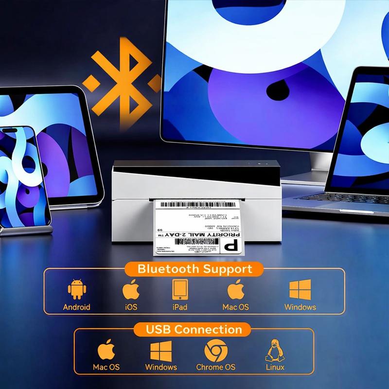 4x6 Thermal Sticker & Shipping Label Printer with Bluetooth – Inkless Printer for Small Businesses