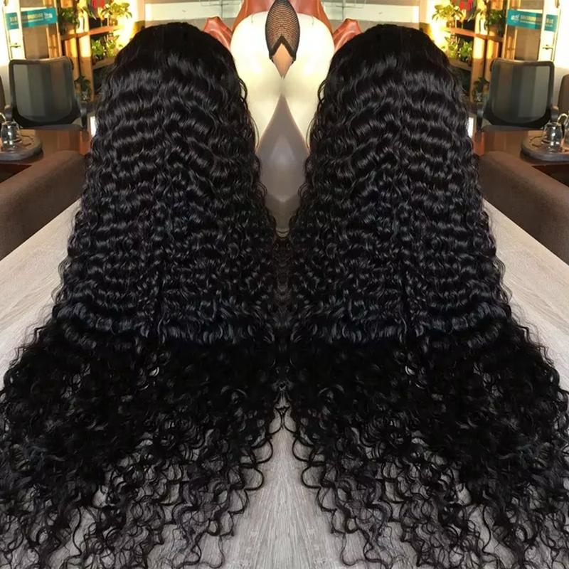 36 38 Inch Deep Wave 13x6 HD Lace Frontal Wig for Women Pre-plucked 180% Density Curly Natural Black Human Hair Wigs 13x4 Lace Frontal Curly Wig Melted Hairline