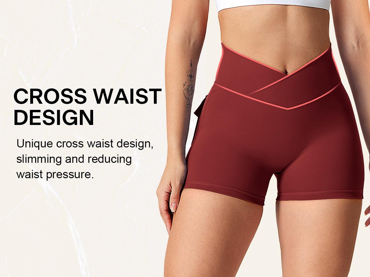 YEOREO CoreFlex Women High Waist Biker Shorts with Pockets Contour Seam Athletic Workout Shorts SpringStatements