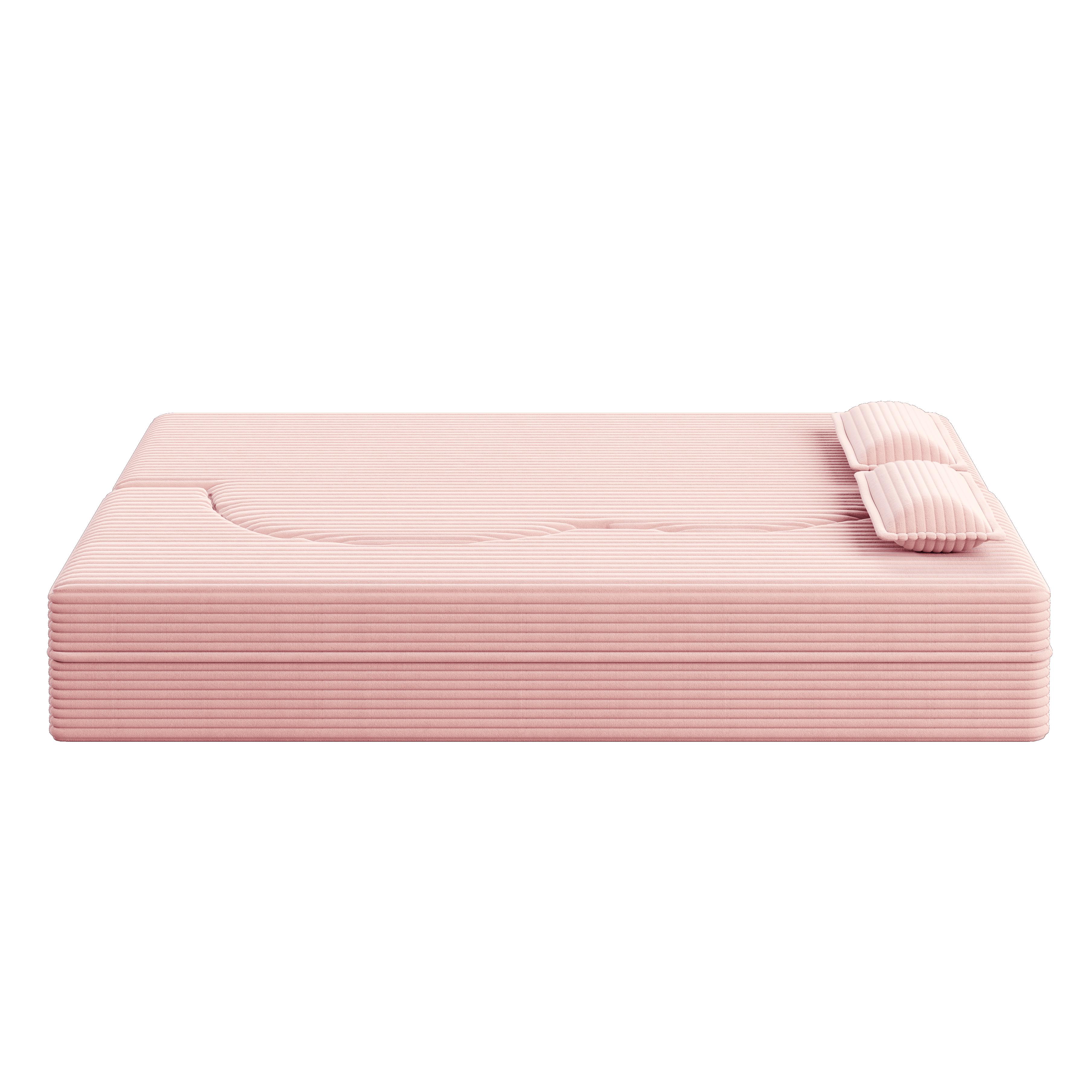 Eyisean 78in Corduroy Upholstered Padded Seat Sleeper Sofa Bed - Modern 2-in-1 Full-Size Foldable Durable Polyurethane Foam Mattress with 2 Pillows, Boneless Couch for Living Room/Dorms, 78"l x 54"w x 30"h, No Assembly Required for Everyday Relaxation