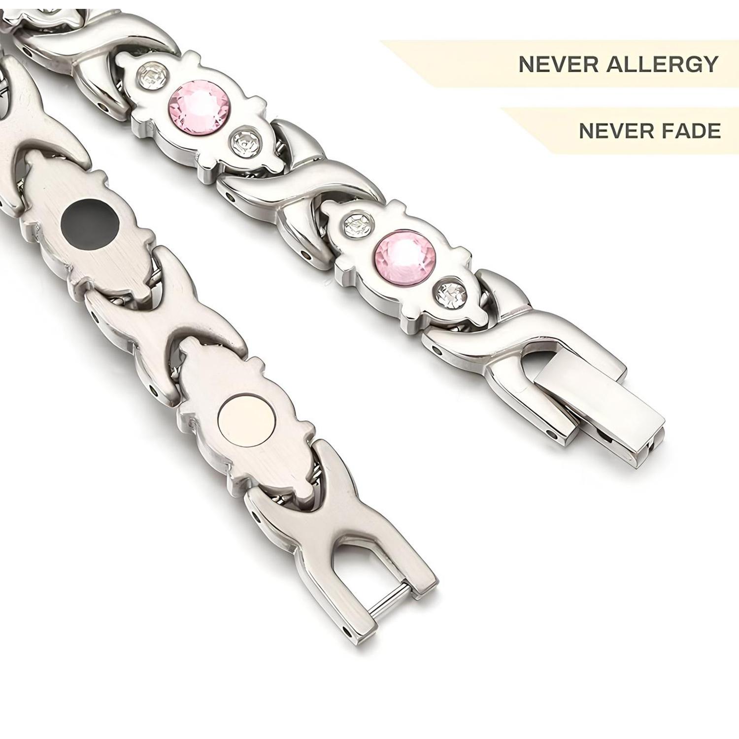 EMPTAN Women's Magnetic Bracelet with Diamonds - Energy Magnet Bracelet - Modern Fashion Metal Wristband - Trendy Jewelry Gift for Her, Valentine's Day Gift