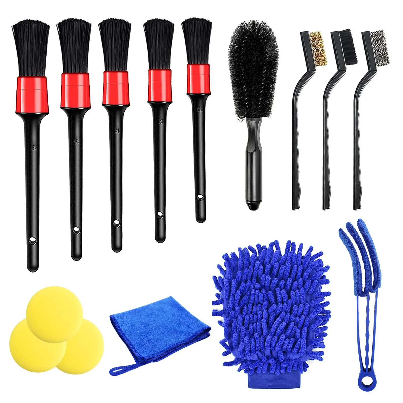URAQT Cleaning Brush Car, 15 PCS Cleaning Brushes Car and Microfiber Towels for Tires and Car Window, Car Cleaning Set for Indoor and Outdoor Car Care