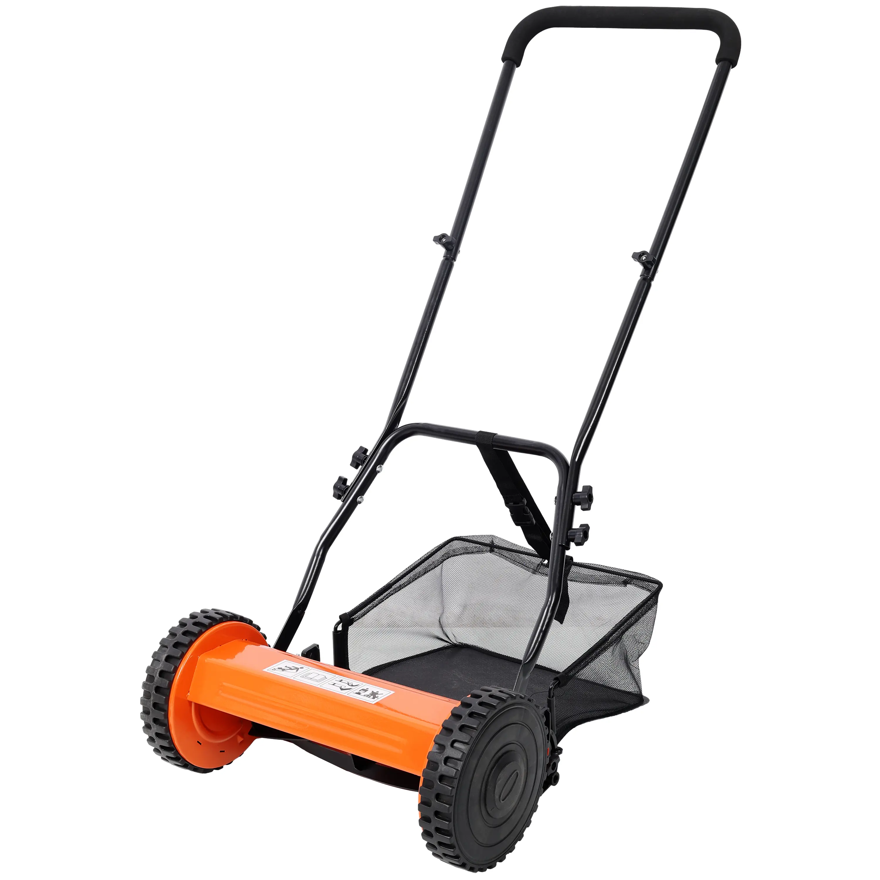 14-Inch 5-Blade Push Reel Lawn Mower with Grass Catcher Adjustable Blade Height 0.6"-1.8" Precision Cutting Eco-Friendly Low Maintenance