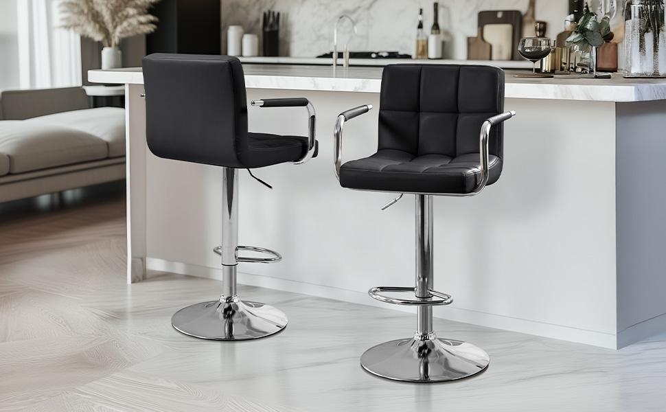 【Heavy Duty】Yaheetech 2-Piece Bar Stools Adjustable Counter Stools Bar Chairs Synthetic Leather Modern Design Swivel Barstools Gas Lift Stools for Kitchen Counter 360 Degree Swivel Seat Top 【Heavy Duty】Yaheetech 2-Piece Bar Stools Adjustable Counter Stools Bar Chairs Synthetic Leather Modern Design Swivel Barstools Gas Lift Stools for Kitchen Counter 360 Degree Swivel Seat Top