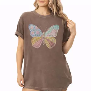 Comfort Colors Butterfly Shirt, Cottagecore Patchwork Butterfly Graphic Tee, Gift for Butterfly Lovers