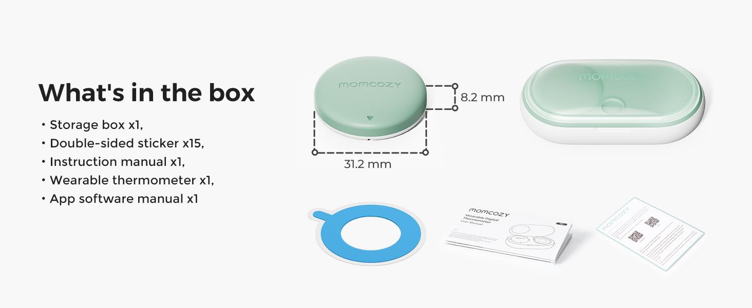 Momcozy Wearable Digital Thermometer for Baby, Medical-Grade Accurate Smart Thermometer, Instant Reads, APP Real-time Monitoring for Infants & Kids, Hypoallergenic 3M Stiker,Bluetooth, 180H Lasting Momcozy Wearable Digital Thermometer for Baby, Medical-Grade Accurate Smart Thermometer, Instant Reads, APP Real-time Monitoring for Infants & Kids, Hypoallergenic 3M Stiker,Bluetooth, 180H Lasting