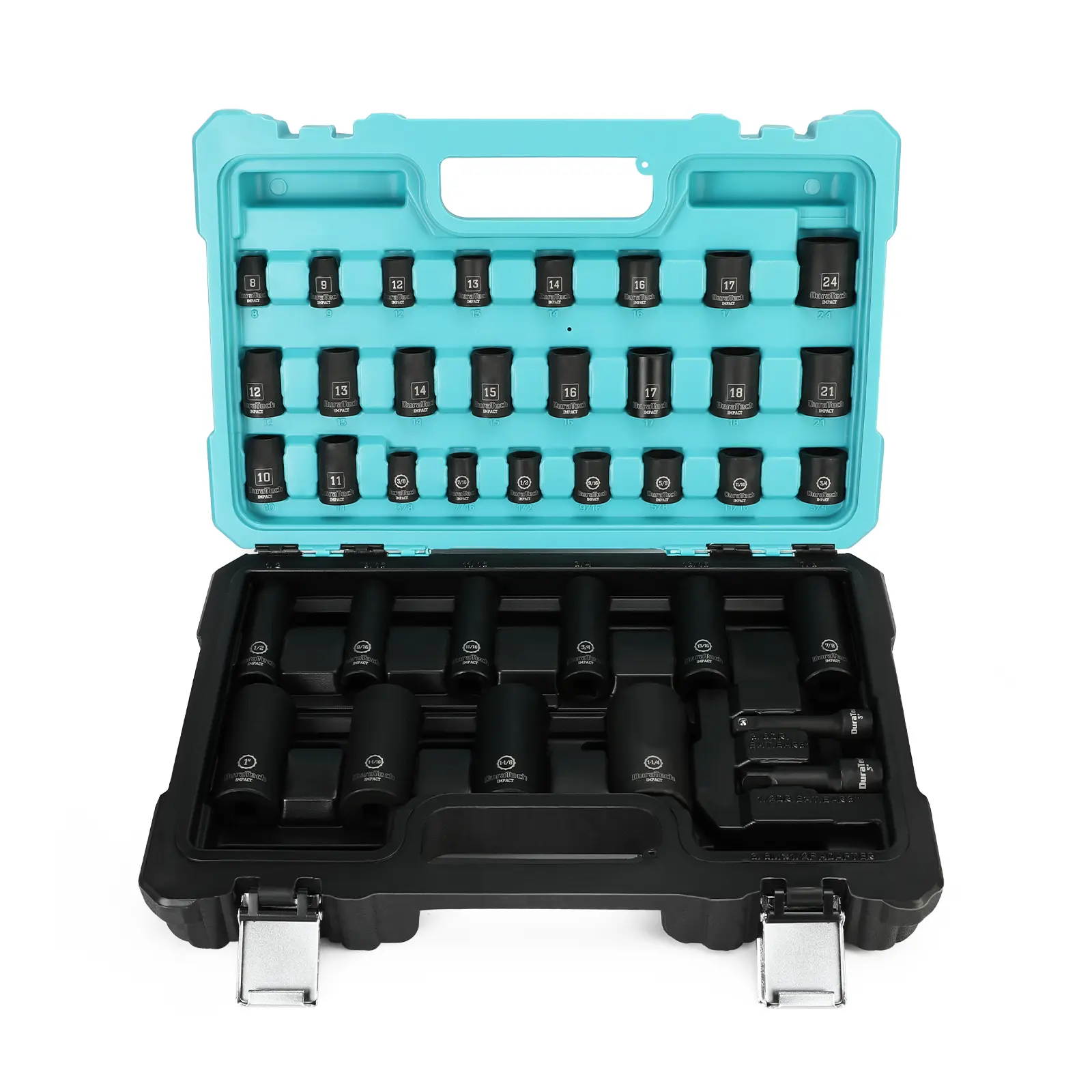 #toolupgrade DURATECH 1/2" & 3/8" Drive Impact Socket Set, 38-pack Socket Set, Metric/SAE Sockets with Extension Bars and Impact Adapter