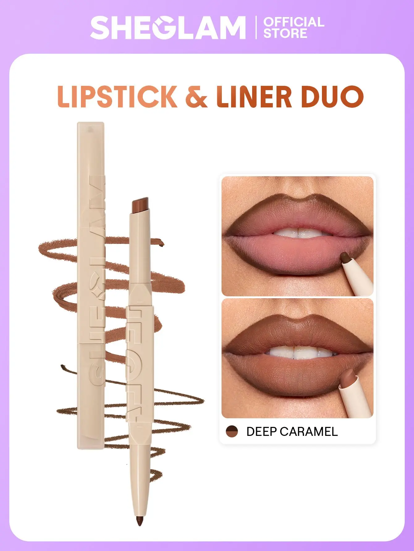 SHEGLAM Glam 101 Lipstick and Liner Duo Long Lasting Matte Lipstick Creamy Smooth Lip Liner Set Highly Pigmented Waterproof Smudge Proof Makeup Cosmetic
