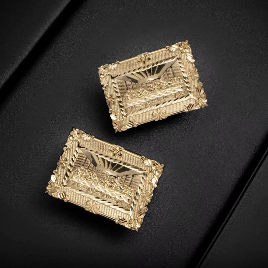 Last Supper Earrings 14k Gold Plated Elegant Luxury Religious Stud Earrings for Men Women Christian Jewelry Gift