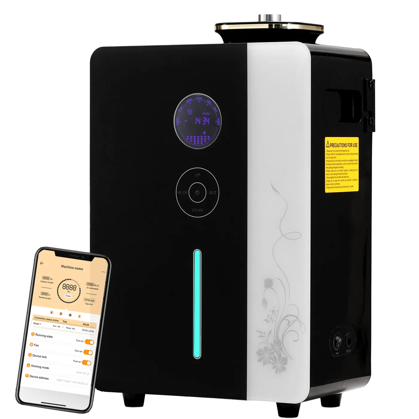 Kevinleo Wifi App Waterless Nebulizing Scent Oil Diffuser Covering max 7500 sq ft -  HVAC Control, Flexible Work Time & Fragrance Density, 7500 Sq.Ft Large Space Cold-Air Scent Machine, Home Waterless Oil Diffusers, Waterless Oil Diffuser