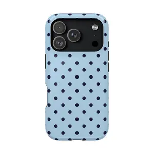 Dark Blue Polka Dot 2-In-1 Phone Case, Compatible With IPhone 17, 16, 15, 14, 13, 12, 11, X, And Some Samsung Models. It Makes A Great Holiday Gift For Family And Friends.