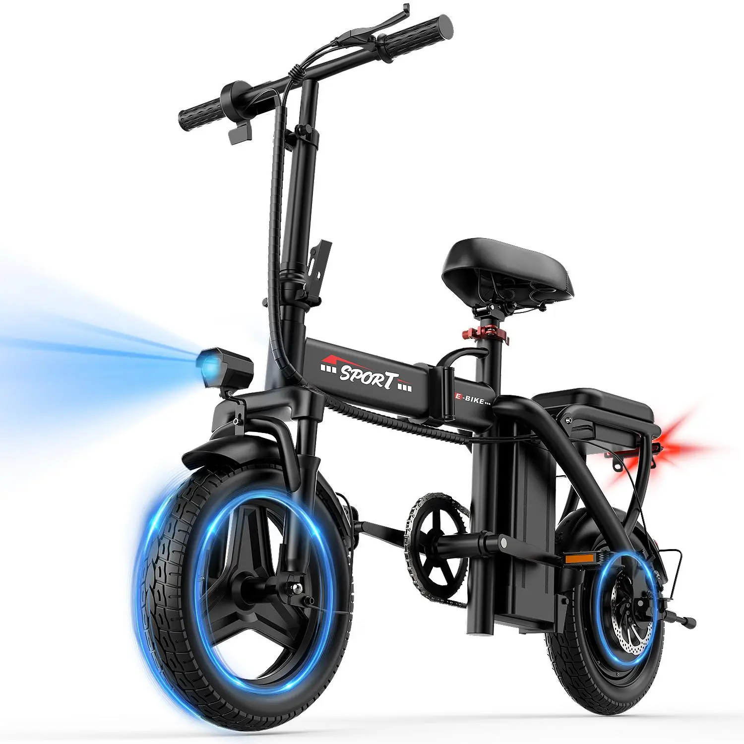 Pikabike Z6 BIKE | Peak 1200W | 25MPH | 14" Pneumatic Tires | 22-40 Mile Range l Rear Disc Brake l Foldable l Two Seats