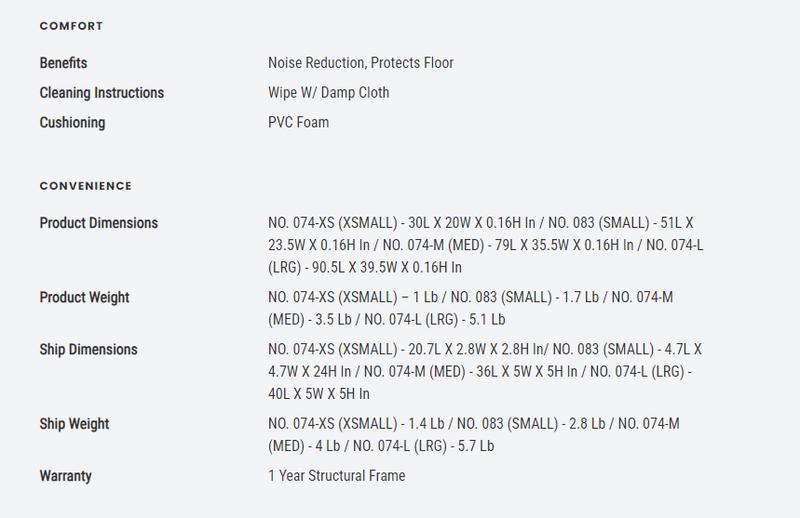 Sunny Health & Fitness Home Gym Floor Protector Mat, Home Gym Workout Fitness, Non-Slip, Water-Resistant, Noise & Vibration Dampening - XS, Small, Medium, Large Options