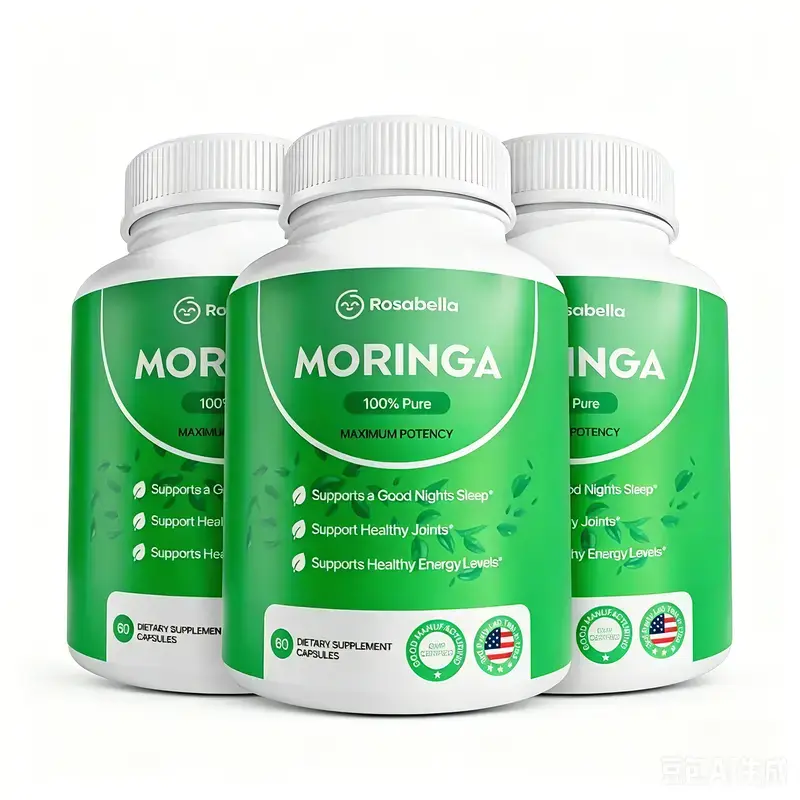 Rosabella Moringa Capsules (800mg, 3-Count) – Immune Support, Gut Health Supplement with Essential Vitamins