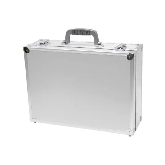 212 MAIN Men's Aluminum Frame Smooth Briefcase, Silver Organizer Case with Rubber-Over-Metal Handle, Key Lock Latches, Removable File with Pockets and Pen Loops in Lid, Riveted Corners, 6x13x18 in.