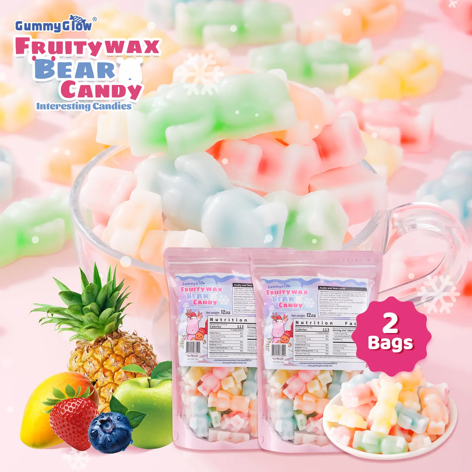Brand New Upgrade!!! 2 Bags Fruity Wax Bear Candy 12oz Pack Five Flavors Wax Upgrade Bear Shape Retro Party Treats ASMR Sweet Bonbon Snack Fruitsnacks Viral Bombs #tiktokshopbacktoschool wax  Candy Variety Pack Fruit Jam Candy Chewy Gummy Candies