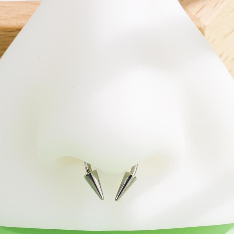 Oufer 16G 4PCS Long Spike Septum Piercing Ring Helix Horseshoe Ring Balck Silver Inner Diameter 8mm 10mm 12mm