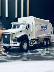 Donald Trump 2024 Truck Toys,Trump Garbage Truck Collectibles,2024 Election Souvenirs,MAGA 1:50 Scale Pull Back Metal Model Car Toys,Conservatives or Gag Gift for Liberals
