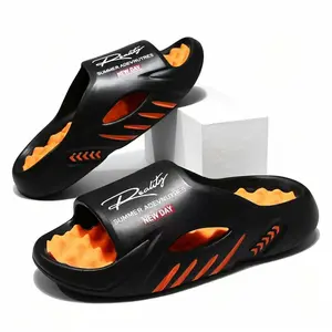 Unisex EVA Massage Sports Slippers, Stylish Practical Casual Slides with Lightweight Non-Slip Soles, Breathable Removable Design for Summer Home & Outdoor Use, Onyx Men's Footwear