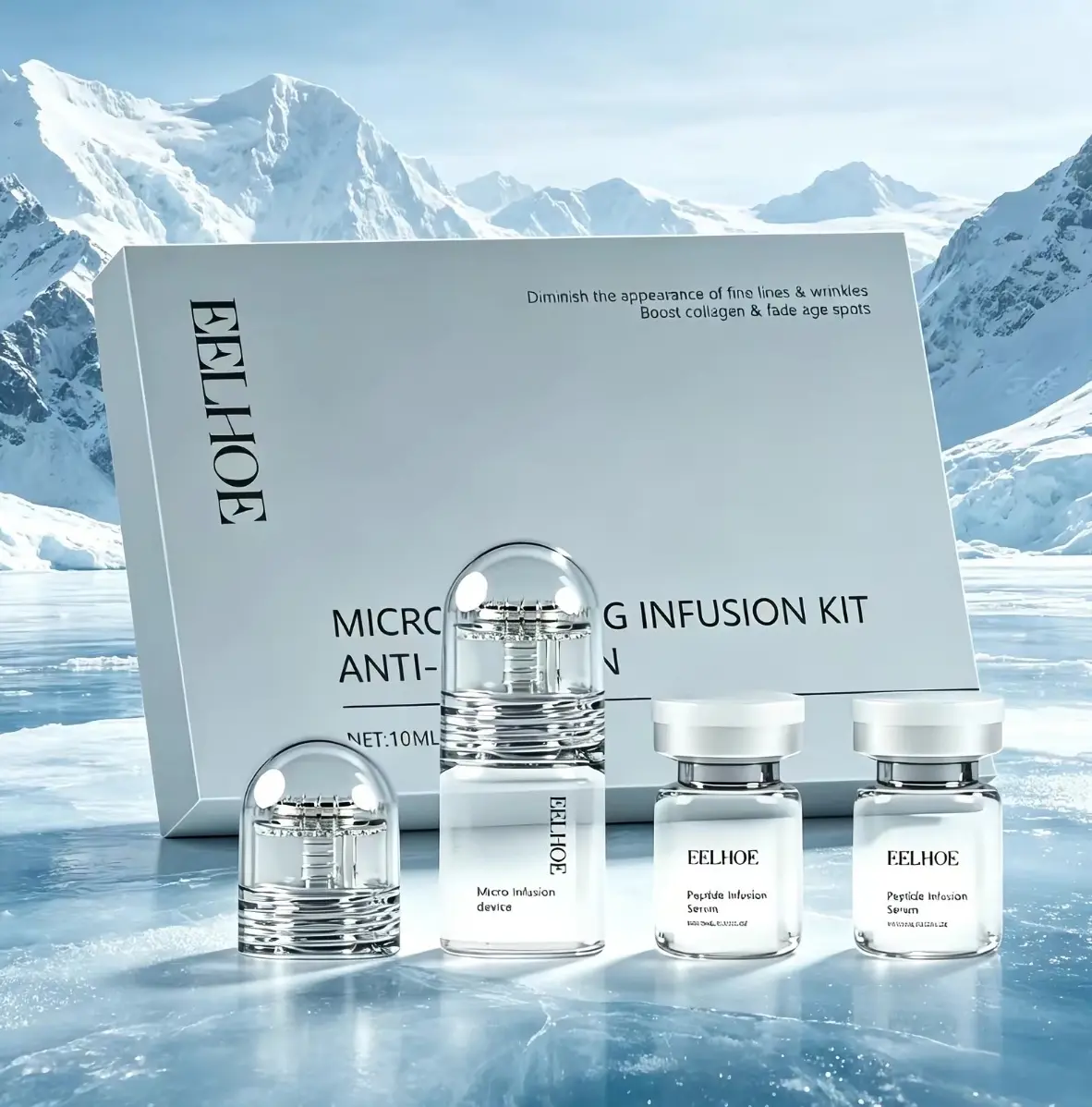 Unisex At-Home Micro-Infusion Serum Facial Kit (1/3-Month Bundle) - Collagen, Peptides, Hyaluronic Acid Liquid for Wrinkles, Fine Lines, Dark Spots, Repair, Plump Skin, Moisturizer for All Skin Types, Flawless