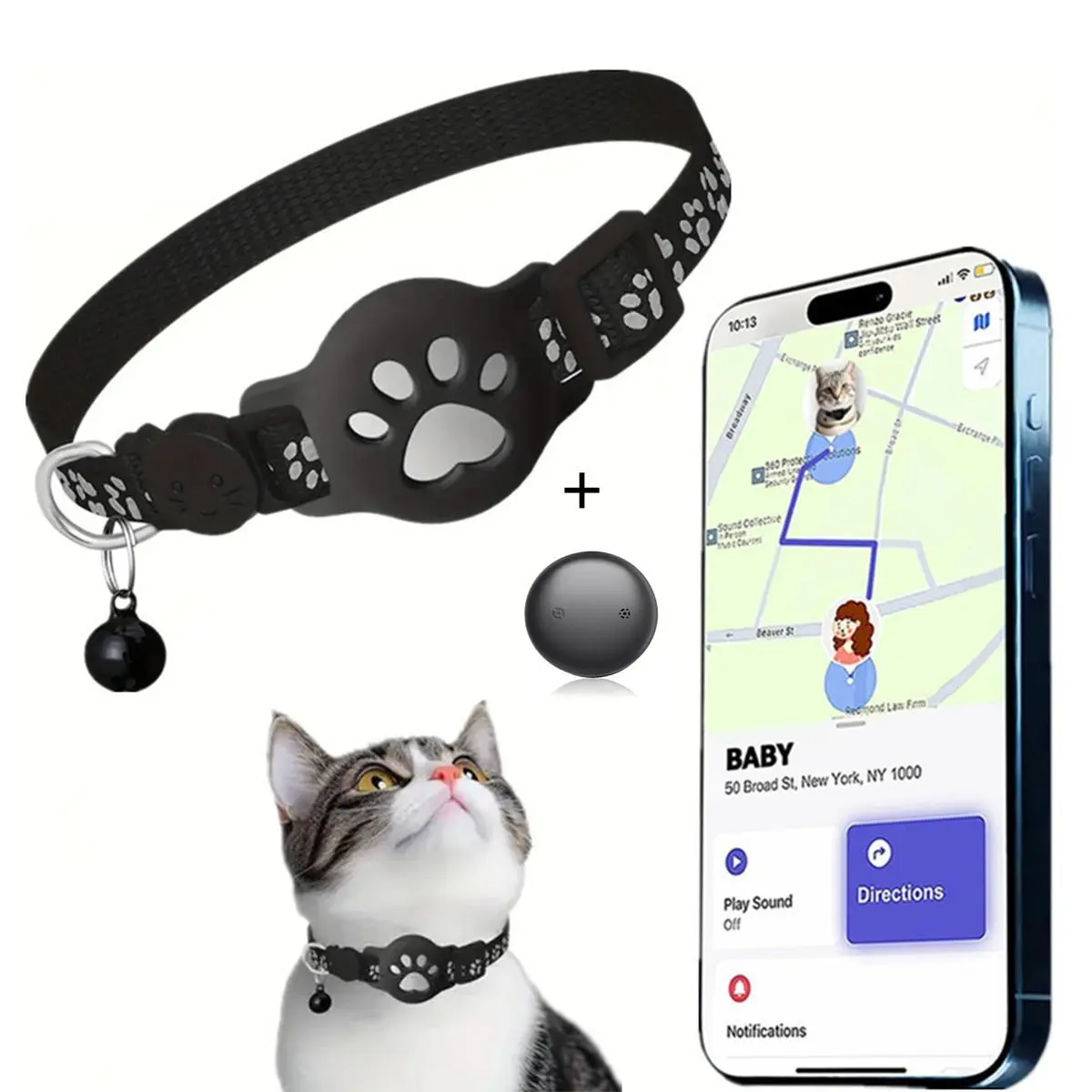 Smart Pet Tracker Cat Collar – AirTag Holder, Reflective Webbing, Safety Breakaway Buckle, Adjustable 7-30cm, Waterproof Silicone Case, Advanced Tracking Solution Smart Collar for Pet Safety Ideal Small Large Cats