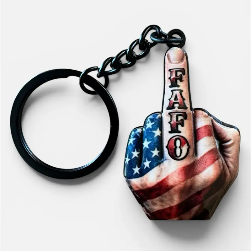 Middle Finger FAFO Keychain Aluminum Alloy - Compact, Stylish, 3D Double-Sided Mirror Design, UV Protective Coating, Practical Fashion Accessory for Shopping Use