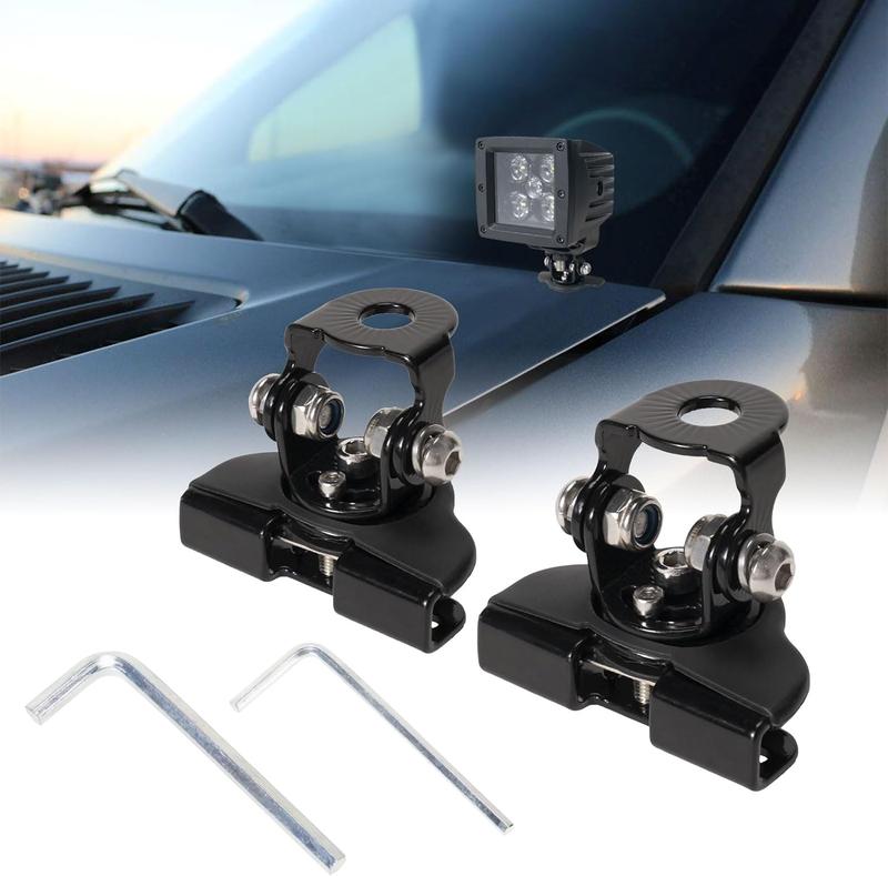 Universal Adjustable LED Light Bar Mounting Bracket for Motorcycle Accessories – No-Drill A-Pillar/Hood LED Work Light Clamp Holder, Stainless Steel Durable Sturdy Strength, Easy Installation, Protective Design, Vehicle Compatible
