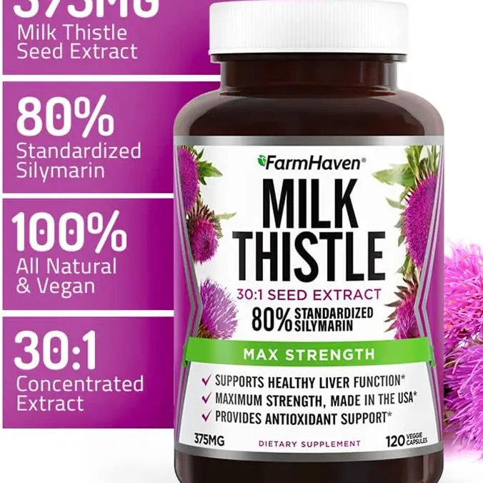 【FarmHaven】Nutrition Milk Thistle Capsules | 11250mg Strength | 30X Concentrated Seed Extract & 80% Silymarin Standardized - Supports Liver Function and Overall Health | Non-GMO | 120 Veggie Capsules Supplement Edible Fitness Dietary Healthcare