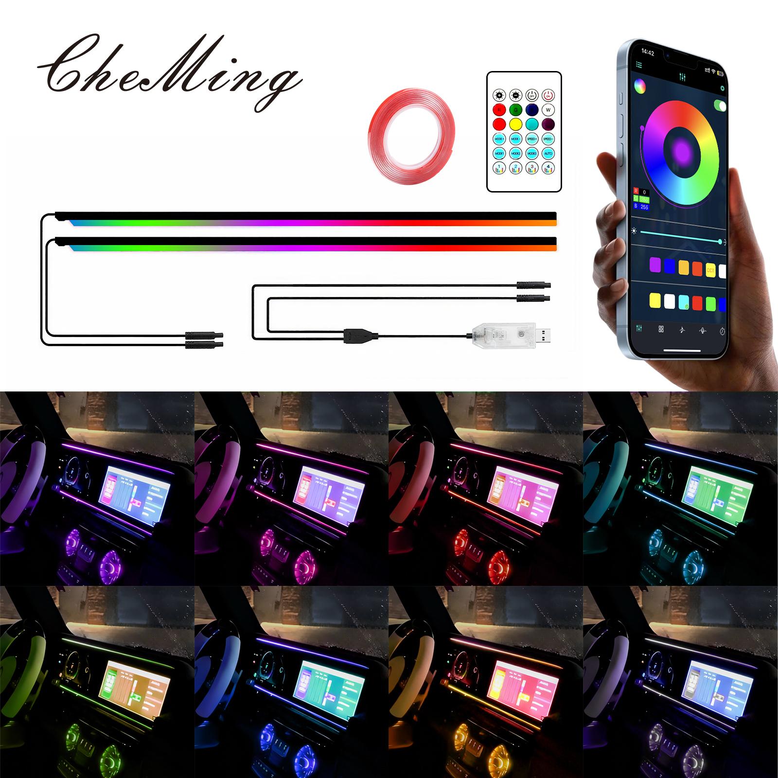 NUISK LED Color Cold Light Wireless Decoration Car Accessories Remote Control Atmosphere Lamp 110cm+110cm nilight truck Car LED rechargeable wireless