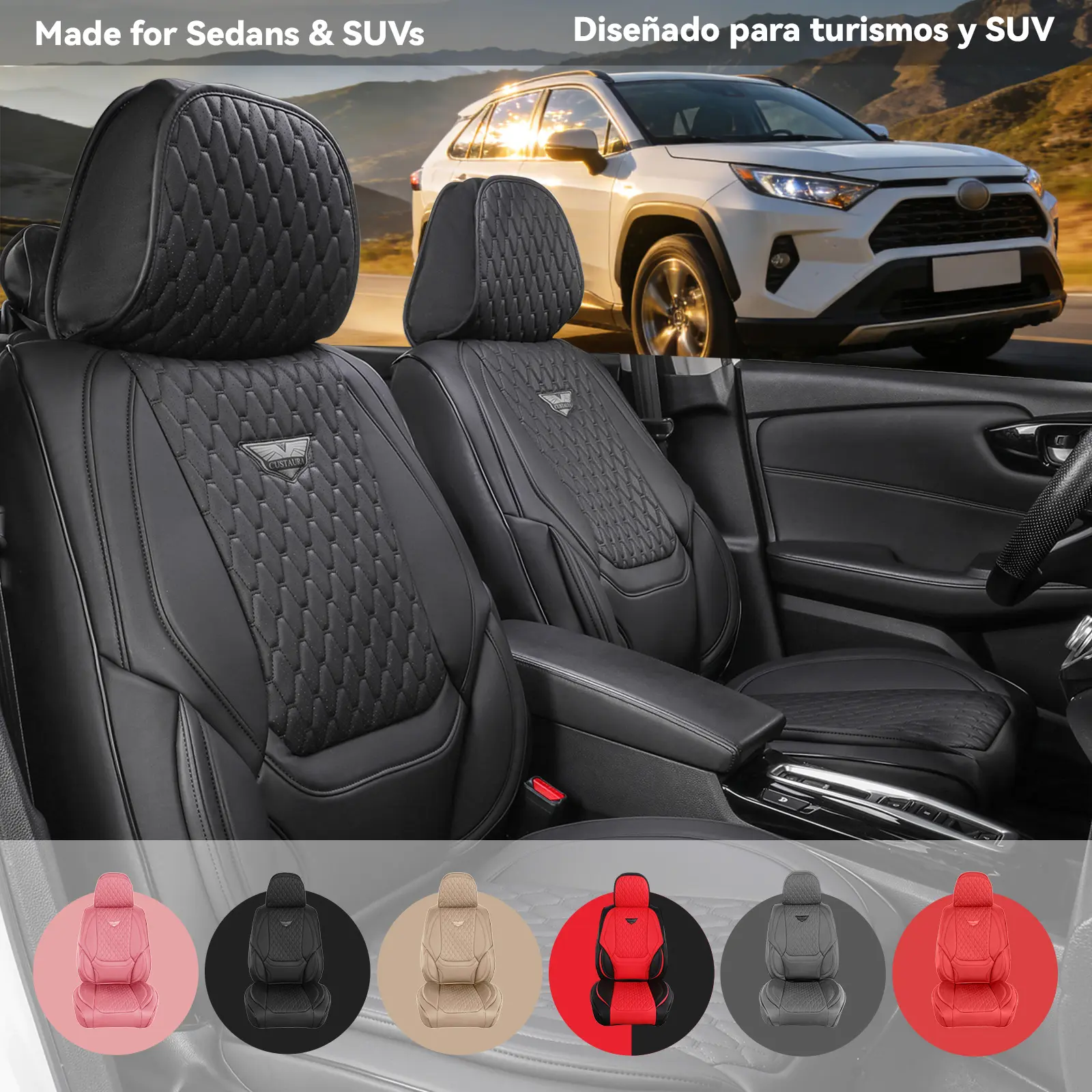 EKR Semi-Custom Deluxe 5-Seat Car Seat Covers Universal Fit Fits 80% Vehicles Waterproof Wear-Resistant Full Coverage Auto Seat Protectors Interior Upgrade for Toyota Honda Lexus Ford Kia Hyundai 2-Year Warranty fathersdaygift