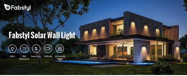 FabStyl RGB Solar Wall Fence Lights, Synchronously Change Color, Solar Step Lights, Bright Wall Lights, Outdoor Waterproof, Solar Powered Patio Decor for Wall, Rail, Porch, Backyard, Garden. Perfect for holiday decorations FallFreshness