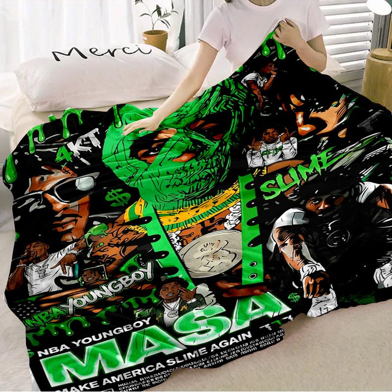 Countdown Sale!‘’YoungBoy‘’ Flannel Blanket – Ultra Soft, Warm & Lightweight All-Season Throw with Album-Inspired Graphic Design – Cozy Plush Blanket for Bed, Sofa, Office & Travel – Hip-Hop Artist Merch & Gift for Fans, Birthdays & Christmas american bla