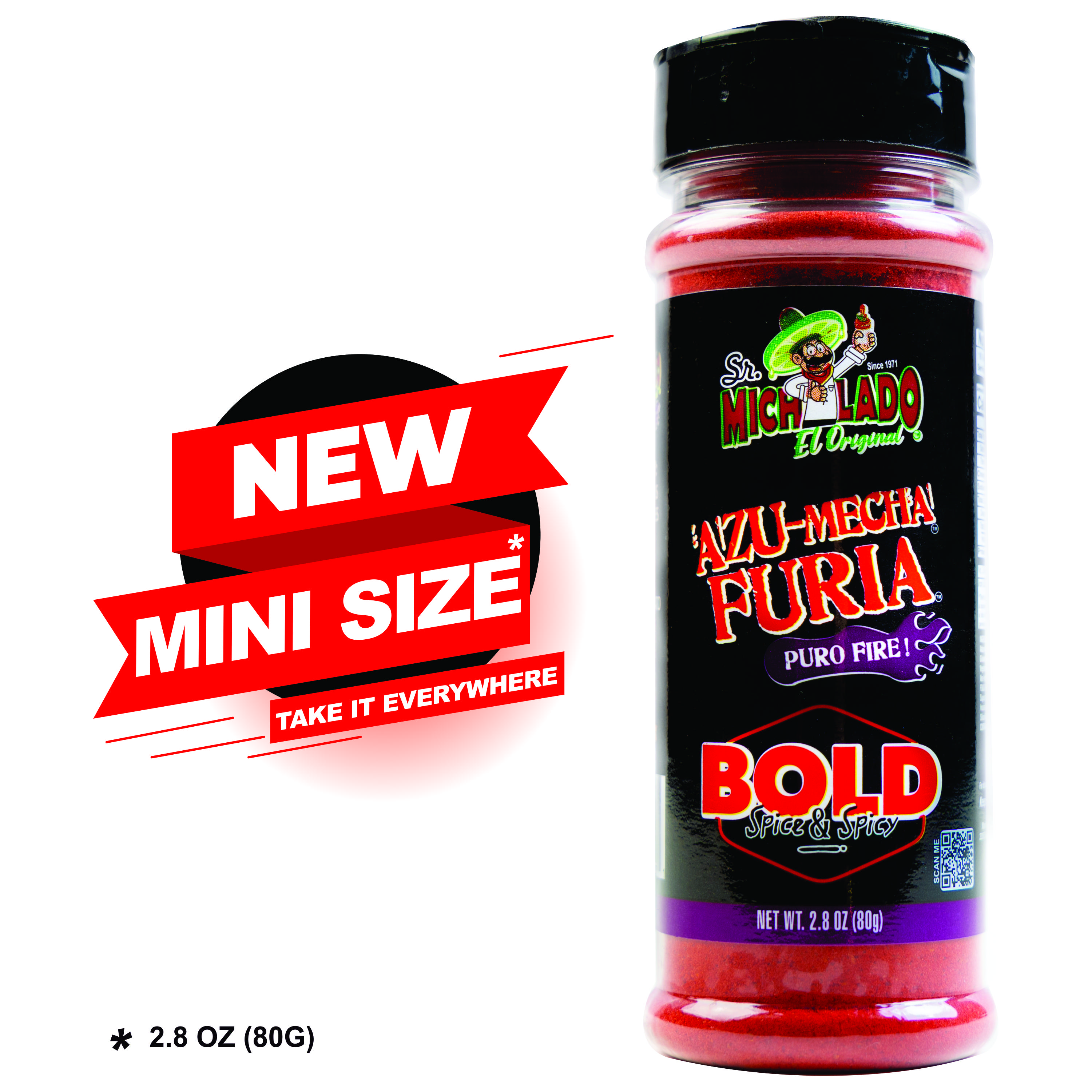 MINI Size Azu-Mecha Furia BOLD Snack Seasoning - Sr. Michelado - Bottle Snack Flavor powder MINI Size Azu-Mecha Furia BOLD Snack Seasoning - Sr. Michelado - Bottle Snack Flavor powder