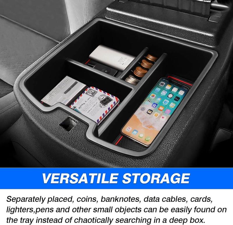 Canvcle Center Console Organizer for 2007-2013 Chevrolet Silverado/GMC Sierra 1500 2500 3500 Accessories Armrest Storage Box Secondary Insert Tray with 2 Color Mats