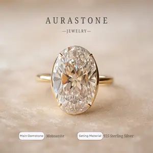 【#28 OV】Synthetic Moissanite AG925 Sterling Silver 15 Carat Old Mine Cut Ladies Engagemen Wedding Ring Gift Recommend