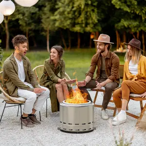 19.5” Smokeless Fire Pit – Portable Outdoor Wood Burning Fireplace for Patio, Camping & Backyard!  Stainless Steel Bonfire Pit with Low Smoke, Fast Heat & Carry Bag – Perfect for S'mores, Gatherings & Winter Nights!