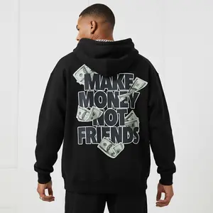 Men's MAKE MONEY NOT FRIENDS Graphic Hoodie - Cotton Blend Long Sleeve Pullover Regular Fit |   Soft & Breathable Fabric, Durable Print, Everyday Comfort, Machine Washable, urban streetwear city backdrop