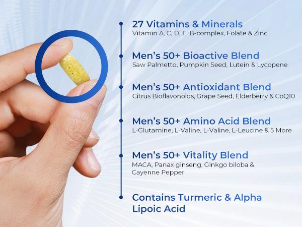 Vitamin World Ultra 360 Multivitamin for Men 50 Plus, Men's 50+ Multivitamin with Minerals & Herbs for Prostate Function, Supplement with Vitamin A, C, D, E & Zinc for Healthy Aging, Perfect Gift for Father,180 Caplets