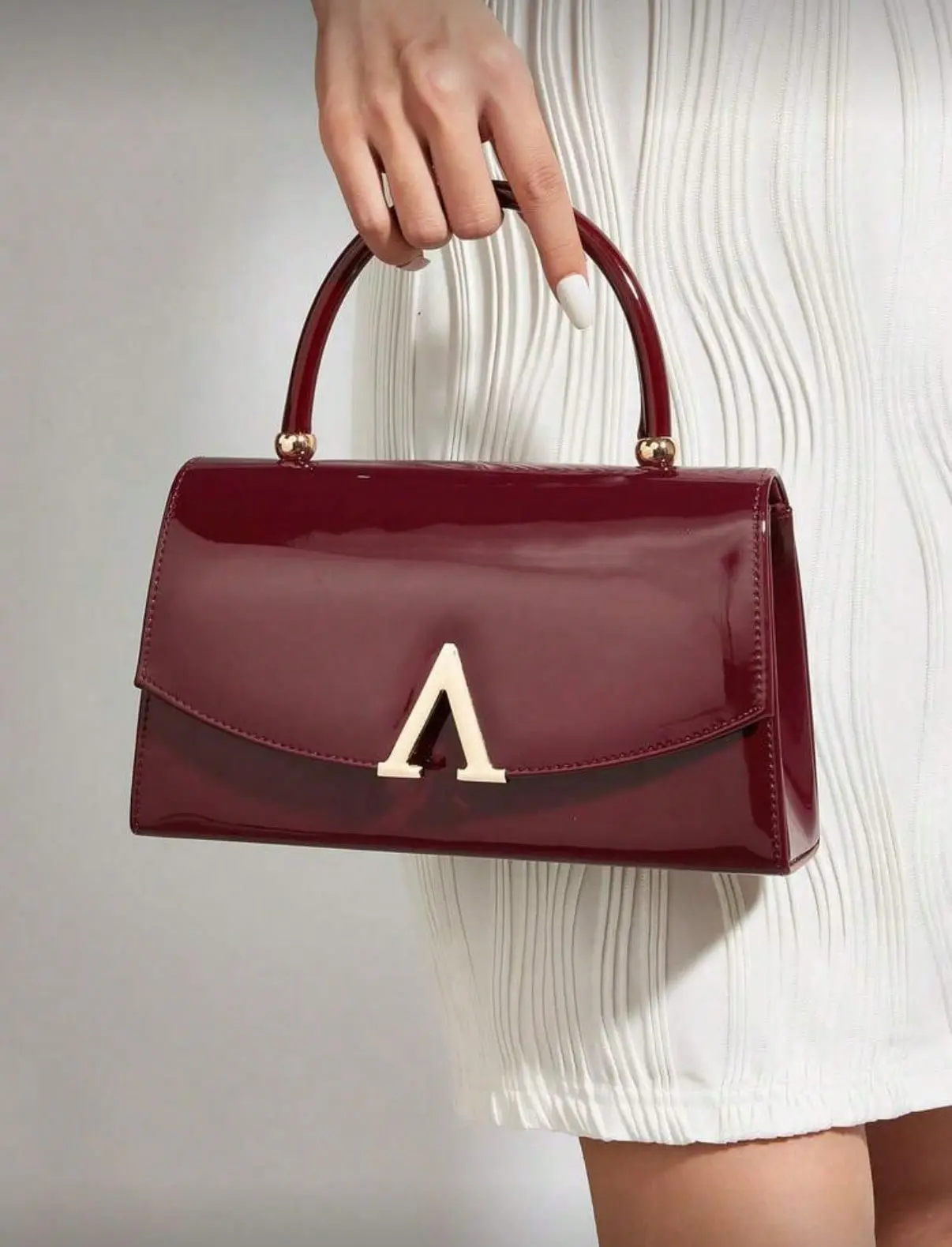Stylish Luxury Solid Color Handbag, Patent Clutch Woman Wallet PU Portable On Purse Everyday Crossbody Bag Shoulder Bag Purses for 2026 with Chain for Office, College, Work, Business, Commute, Outdoor