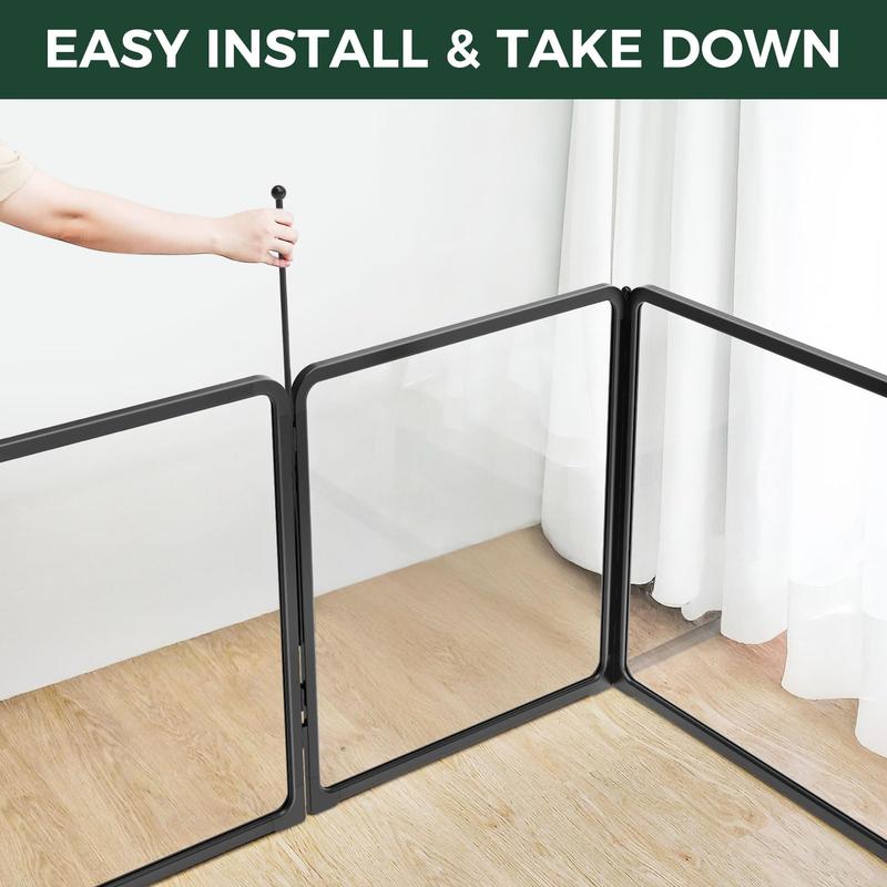 FXW Acrylic & Wire Mesh 8/10 Panels Indoor Dog Playpen for Puppy/Small/Medium/Large Dogs, 24/32inch|Patented