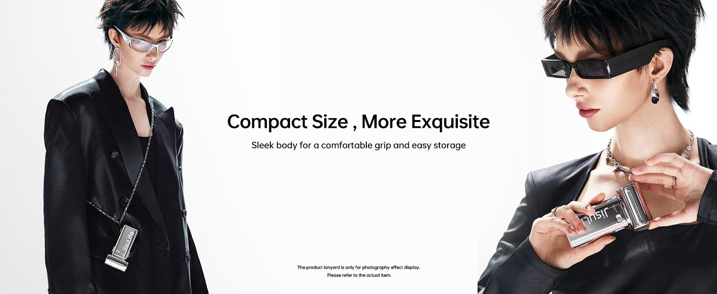 JISULIFE Life9 Chrome Portable Handheld Fan Turbo Power High Speed Air 18H Max Cooling 5 Gear Wind 5000mAh Rechargeable Mini Pocket Design with Compact USB Ideal for Birthday Gift for Men & Women