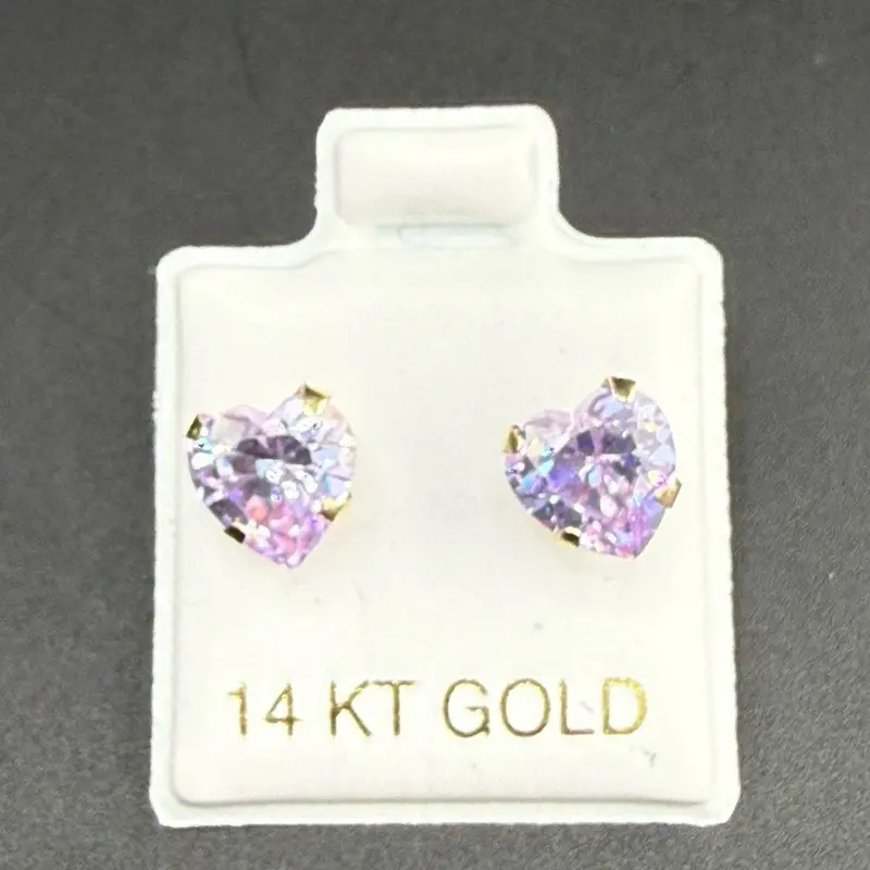 14k gold Purple Heart earrings