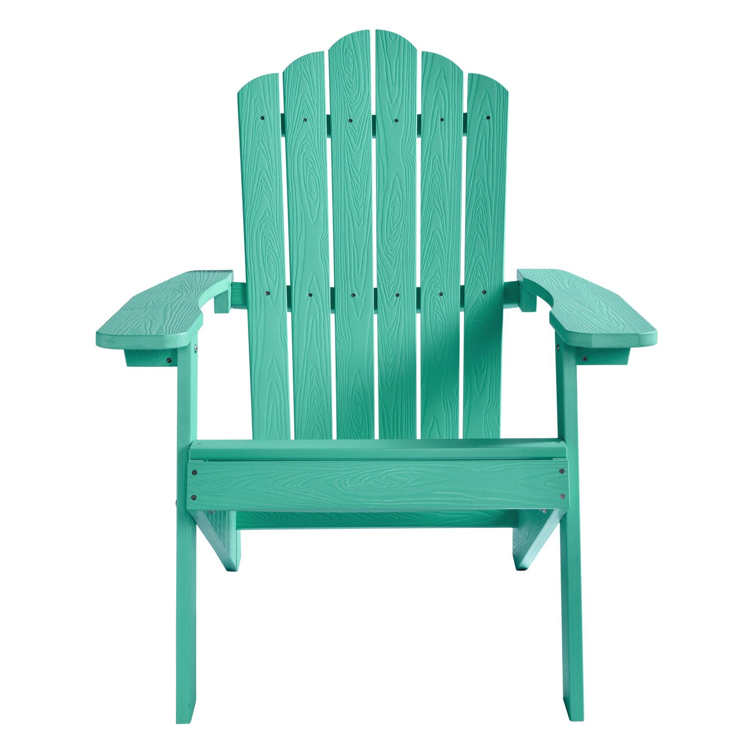 ALLWEX Outdoor Adirondack Chair & Side Table Set, HDPE Weather-Resistant High-Back Armchair, Folding Table with Wood Grain Finish for Garden, Deck