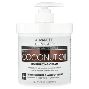 Advanced Clinicals Coconut Oil Moisturizing Cream, 16 oz (454 g)