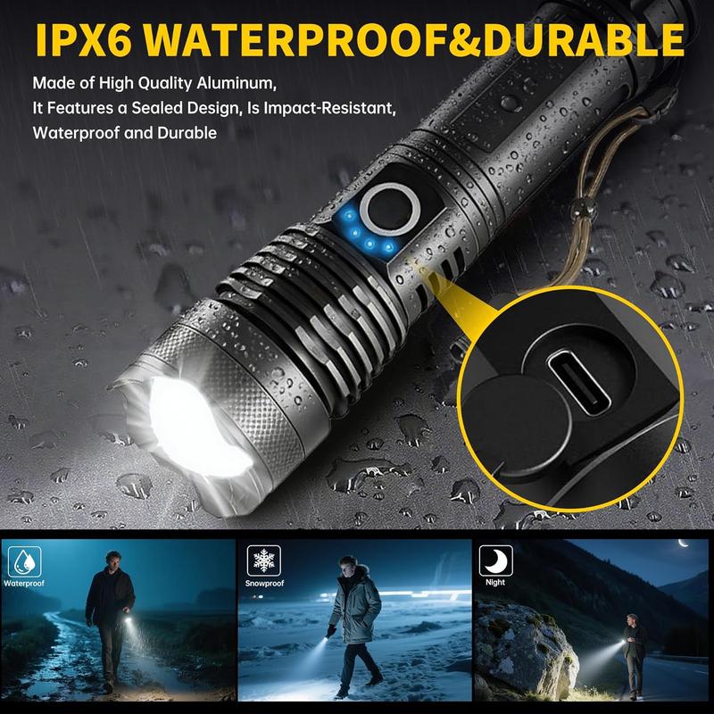 Rechargeable LED 90,000 High Lumens Flashlights,2 Pack Super Bright Flash Light with Cob,3 Modes Waterproof Powerful Flashlight for Home,Camping