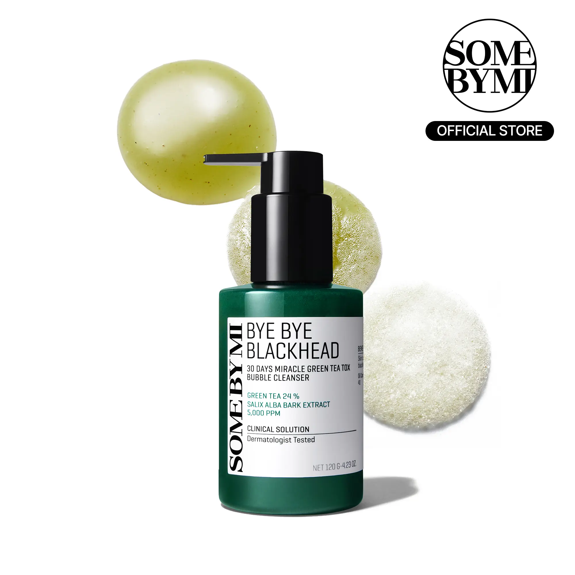 Bye Bye Blackhead 30 Days Miracle Green Tea Tox Bubble Cleanser – 4.23oz, 120g – Blackhead-Removing Pore Minimizer – Korean Skin Care