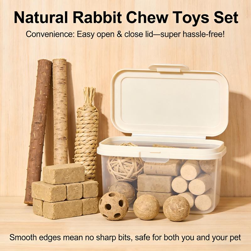 23.6 inch Wooden Hamster Cage,  Openable Top, Ventilated, Easy to Clean, 50-60 PCS Natural Rabbit Chew Toys, Treats, Timothy Sticks, Apple Sticks, Sweet Bamboo for Guinea Pig, Hamster, Chinchilla, Rat, Small Animals Bunny
