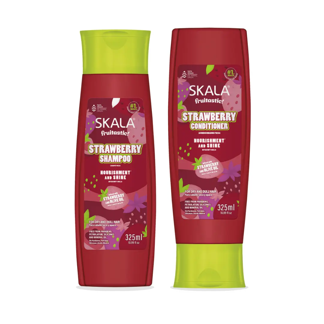 Skala Frutastica Strawberry Shampoo + Conditioner Morango Frizzy Weak Hair Hydrate Haircare Moisturizer Moisture Comfort Hydrating