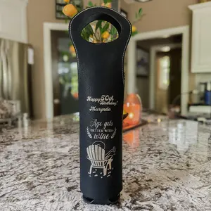 Custom Engraved Leatherette Wine Bag – "Age Gets Better with Wine" | Personalized 50th Birthday Gift